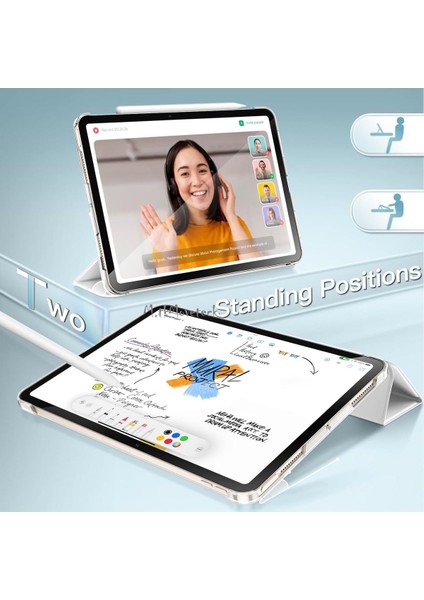 MTK Moveteck Huawei Matepad Se 11'' Inç 2024 Kılıf Akıllı Standlı Arkası Şeffaf Tablet Kapaklı Slim