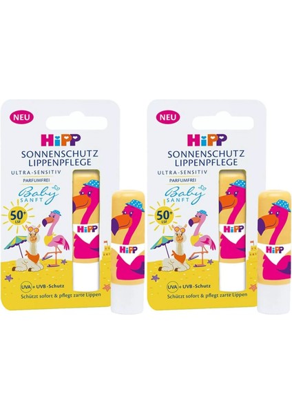 Babysanft Güneş Koruyucu Dudak Nemlendiricisi Ultra Sensıtıv 4.8gr (Sarı-Pembe) (2 Li Set)