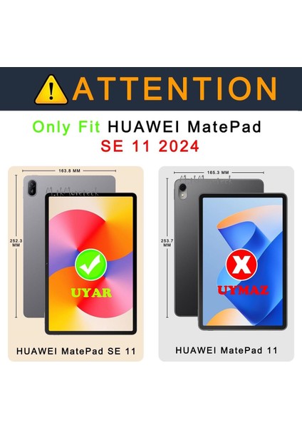 MTK Moveteck Huawei Matepad Se 11'' Inç 2024 Kılıf Akıllı Standlı Arkası Şeffaf Tablet Kapaklı Slim