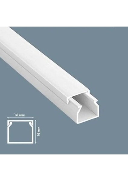 16*16 mm 2 Metre Kendinden Yapışkanlı Kablo Kanalı-Beyaz