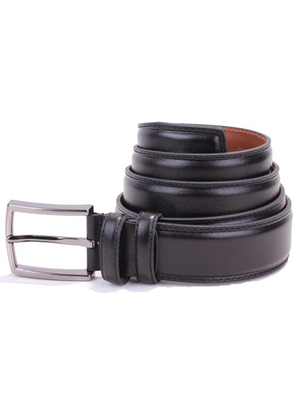 DMK26-306DG Siyah 3,5 cm Deri Erkek Kemer