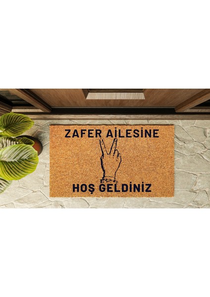 Kapı Önü Paspası Kişiye Özel Yazı Yazılır Koko Model Zafer Işareti PK-1607