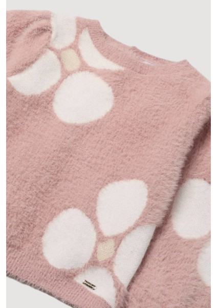 Çiçek Desenli Yumuşak Dokulu Bisiklet Yaka Peluş Kışlık Kız Çocuk Kazak modelleri