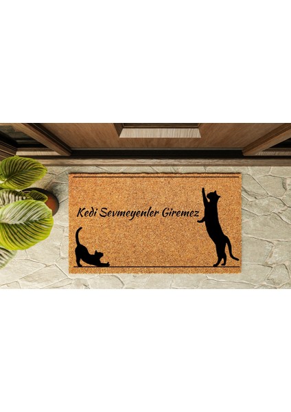 Kapı Önü Paspası Özel Tasarım Koko Model Kedi Sevmeyen Giremez PK-1565