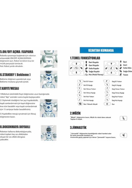 Uzaktan Kumandalı Interaktif Şarjlı Eğitici, Eğlendirici Akıllı Büyük Robot