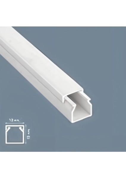 12*12 mm 2 Metre Kendinden Yapışkanlı Kablo Kanalı-Beyaz
