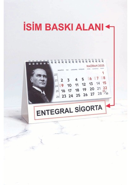 3 Adet Isim Baskılı 2025 Atatürk Masa Takvimi - Kişiye Özel Takvim (14X20 Cm)