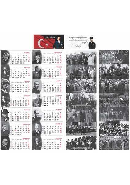 3 Adet Isim Baskılı 2025 Atatürk Masa Takvimi - Kişiye Özel Takvim (14X20 Cm)