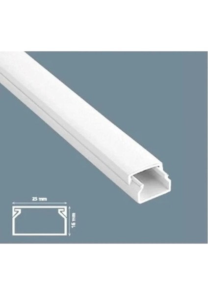 25*16 mm 2 Metre Kendinden Yapışkanlı Kablo Kanalı-Beyaz