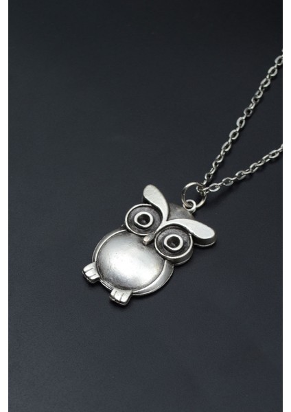 Baykuş Gümüş Kaplama Unisex Düz Zincir Kolye kod 836 modelleri