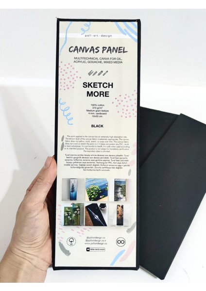 Pres Tuval Dikdörtgen 10 x 30 cm Siyah %100 Pamuk 310 Gr/m2