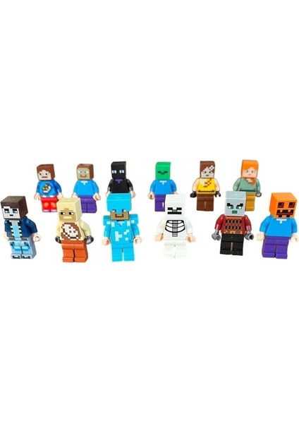 Minecraft Oyuncak Figürleri 12 Figürlü Oyuncak Set LEGO Uyumlu 23 Parça