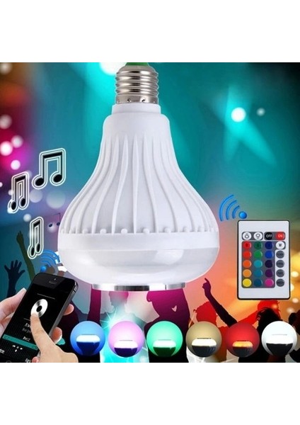 Pazar Durağı Kumandalı Bluetooth Disco Ampul Rgb