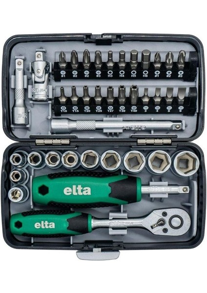 1/4'' Altıköşe Cırcırlı Lokma Anahtar ve Bits Uç Seti 38 Parça