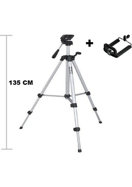 Pazar Durağı Tripod : Telefon ve Kamera Tutucu Ayak + Telefon Tutucu - 105CM