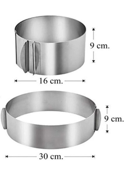 Pazar Durağı Kek Kalıbı -  Ayarlanabilir Kelepçeli Yuvarlak Paslanmaz Metal