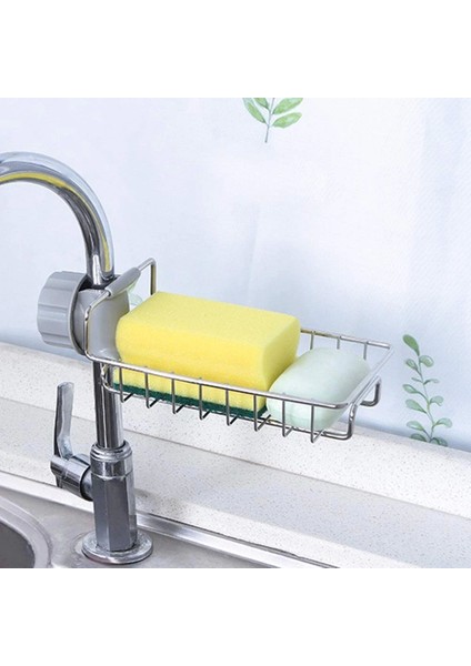 Pazar Durağı Tek Katlı  Metal Lavabo Rafı Organizer Musluğa Sabitlenir Askılı