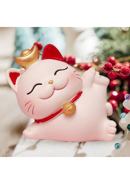 Mini Şanslı Kedi Süsler , Çin Fengshui Fortune Servet Heykeli Yan Orta (Yurt Dışından)