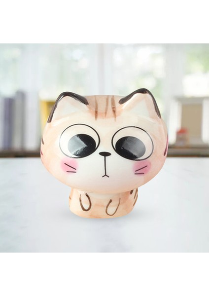 Seramik Kedi Heykelcik Dekoratif Ofis Oturma Odası Masaüstü Dolap Dekor 6x6.5cm B (Yurt Dışından)