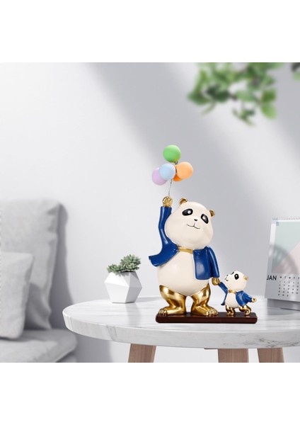 Panda Heykeli Heykelcik Heykeli W/balonlu Üstü Dolap Için Mavi (Yurt Dışından) fırsatları