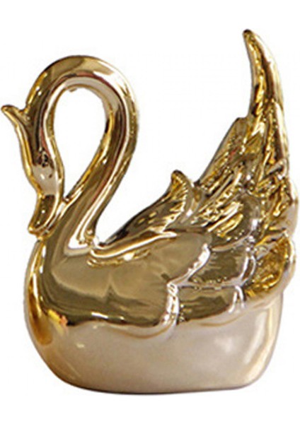 Swan Figürinler Heykelleri Masa Raf Kek Topper Yıldönümü Seramik Heykel Aureate Bow Head (Yurt Dışından)