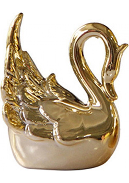 Swan Figürinler Heykelleri Masa Raf Kek Topper Yıldönümü Seramik Heykel Aureate Bow Head (Yurt Dışından)