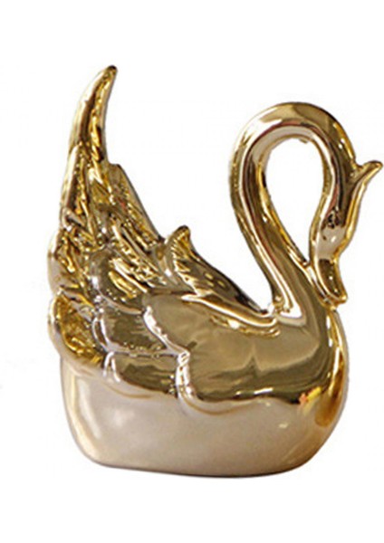 Swan Figürinler Heykelleri Masa Raf Kek Topper Yıldönümü Seramik Heykel Aureate Bow Head (Yurt Dışından)