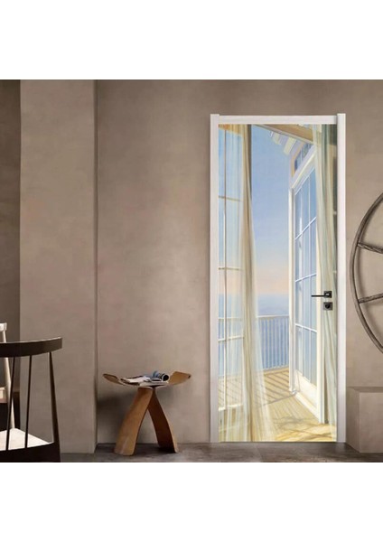 3D Kendinden Yapışkan Vinil Duvar Çıkartmaları Ev Banyo Kapısı E (Yurt Dışından)