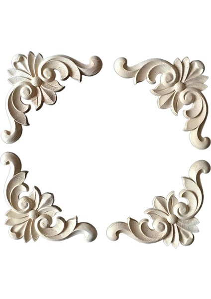 4 Oymalı , Oyma Çı, Çerçeve Ahşap Figürler Pervaz Boyasız 4CMX4CM (Yurt Dışından)