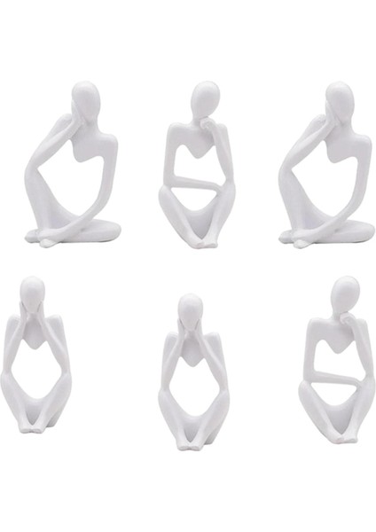 Düşünür Heykel Zanaat Heykelcik Ofis Kitaplık Masa Üstü Koleksiyon 6 Adet Beyaz 13X8 cm (Yurt Dışından)