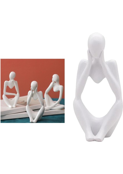 Düşünür Heykel Zanaat Heykelcik Ofis Kitaplık Masa Üstü Koleksiyon 6 Adet Beyaz 13X8 cm (Yurt Dışından)
