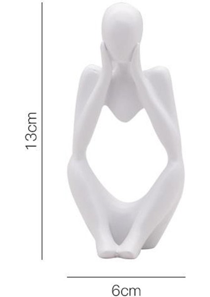 Düşünür Heykel Zanaat Heykelcik Ofis Kitaplık Masa Üstü Koleksiyon 6 Adet Beyaz 13X8 cm (Yurt Dışından)