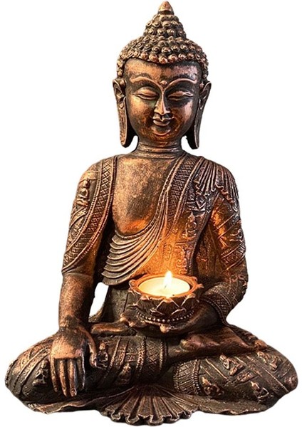 Willow Meditating Buda Heykeli Heykel Heykel Dekorasyonu Tealight 21X31CM A (Yurt Dışından)