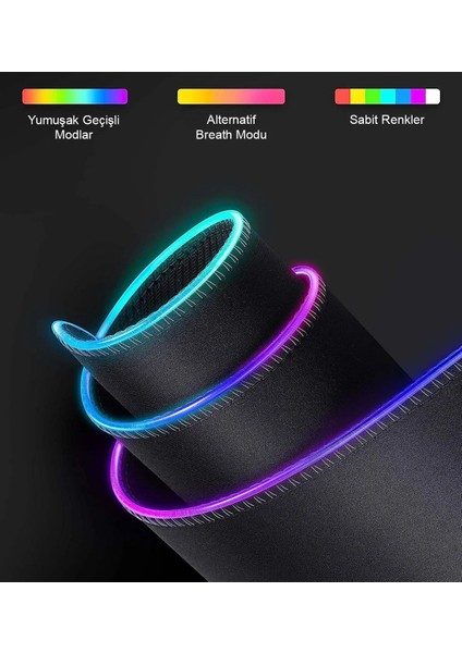 Klassegear Rgb Mouse Pad 80X30 Cm, 4 mm Kalınlık, Parlak Su Geçirmez Yüzey, Oyuncu Gaming Xxl Mausepad, 14 Farklı Renk Modu