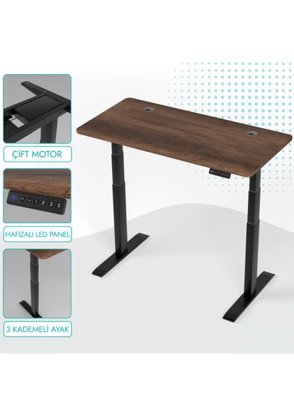 O-Flex Duo Çift Motorlu Elektrikli Yükseklik Ayarlı Masa - 120x60 - Barok