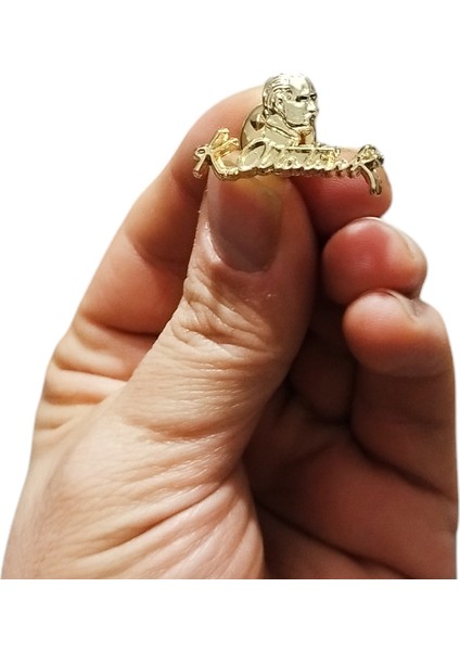 Atatürk Silüet Imza Tasarımlı Gold Renk Metal Yaka Rozeti 1 Adet indirimleri