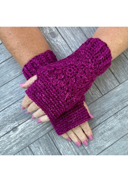 El Örgüsü Eldiven- Bohem Renkli Kadın Eldiveni