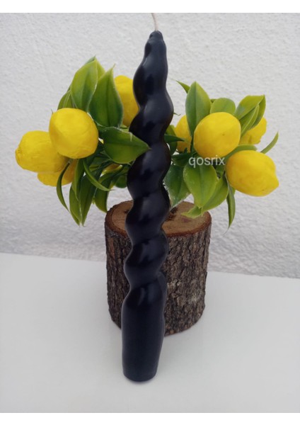 Siyah Italyan Burgulu Şamdan Soya Mumu Doğal Kokulu Çubuk Konik Burgu Spiral Mum Dekoratif 1 Adet