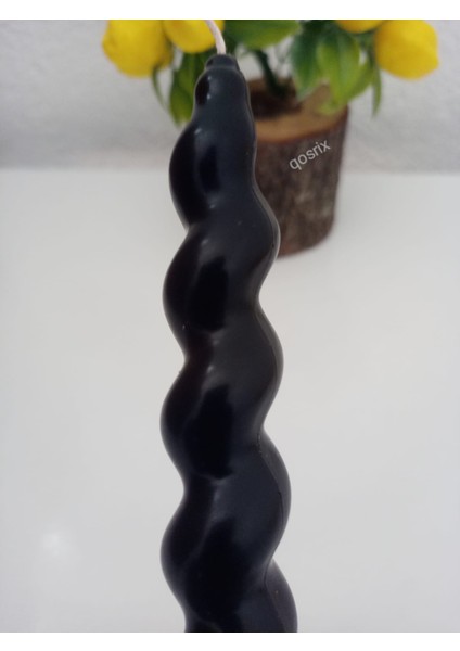 Siyah Italyan Burgulu Şamdan Soya Mumu Doğal Kokulu Çubuk Konik Burgu Spiral Mum Dekoratif 1 Adet fiyatları