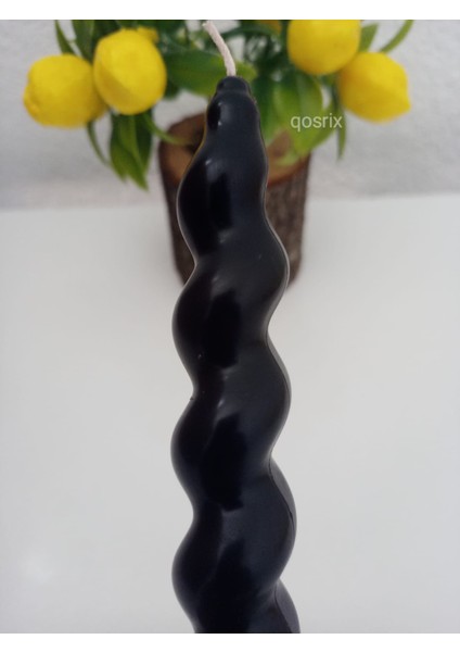 Siyah Italyan Burgulu Şamdan Soya Mumu Doğal Kokulu Çubuk Konik Burgu Spiral Mum Dekoratif 1 Adet modelleri