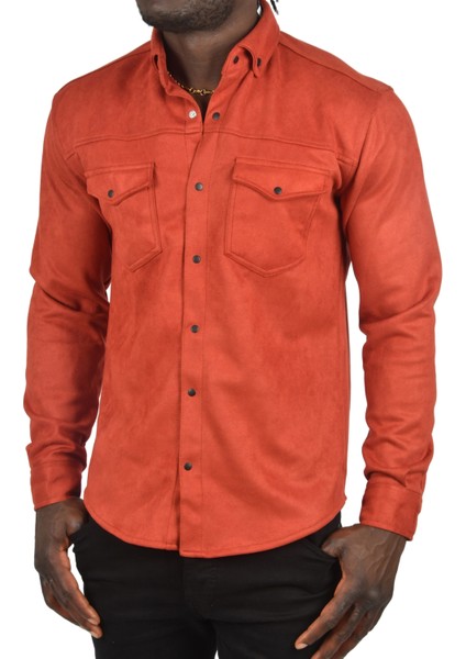 Kırışmayan Süet Kumaş Çıtçıtlı Cepli Slim Fit Mevsimlik Gömlek 2302329