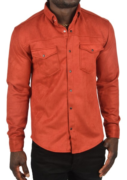 Kırışmayan Süet Kumaş Çıtçıtlı Cepli Slim Fit Mevsimlik Gömlek 2302329 fiyatları