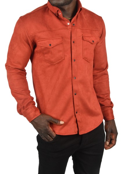 Kırışmayan Süet Kumaş Çıtçıtlı Cepli Slim Fit Mevsimlik Gömlek 2302329 indirimleri