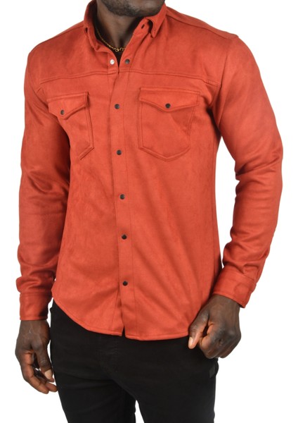 Kırışmayan Süet Kumaş Çıtçıtlı Cepli Slim Fit Mevsimlik Gömlek 2302329 fırsatları