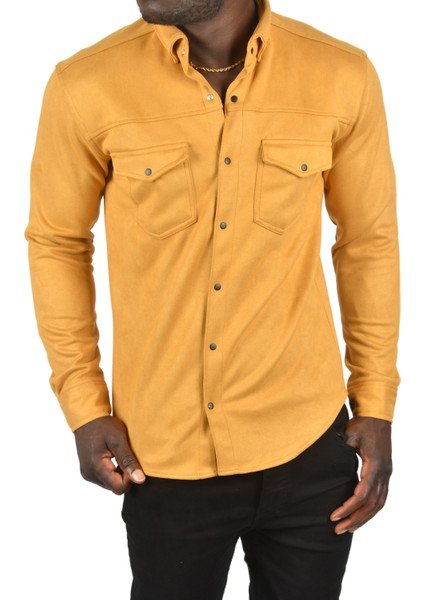 Kırışmayan Süet Kumaş Çıtçıtlı Cepli Slim Fit Mevsimlik Gömlek 2302329 indirimleri