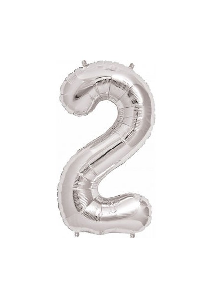 2 Rakamı Gümüş Folyo Balon 40 Inch 90 cm