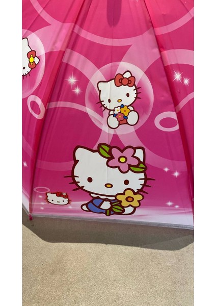 Çocuk Şemsiyesi Hello Kitty Resimli Süper Kalite 8 Telli Şemsiye