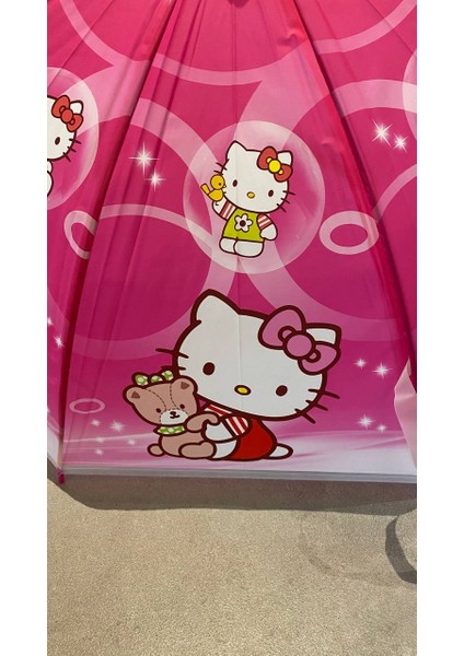 Çocuk Şemsiyesi Hello Kitty Resimli Süper Kalite 8 Telli Şemsiye