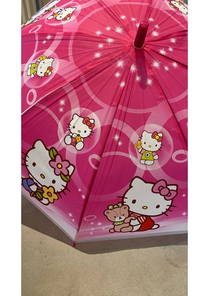 Çocuk Şemsiyesi Hello Kitty Resimli Süper Kalite 8 Telli Şemsiye