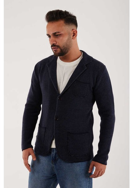 Lacivert Erkek Pamuklu Triko Blazer Ceket modelleri